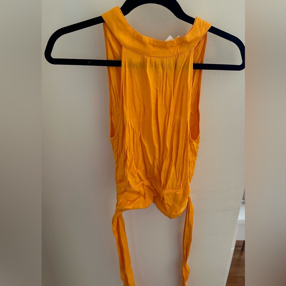 Maeve by Anthropologie Tie Back Halter Top - Bright Orange